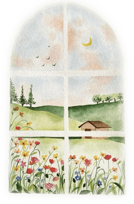 Watercolor window illustration